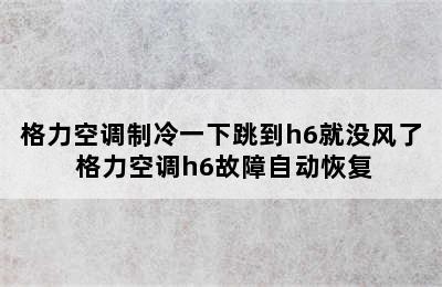 格力空调制冷一下跳到h6就没风了 格力空调h6故障自动恢复